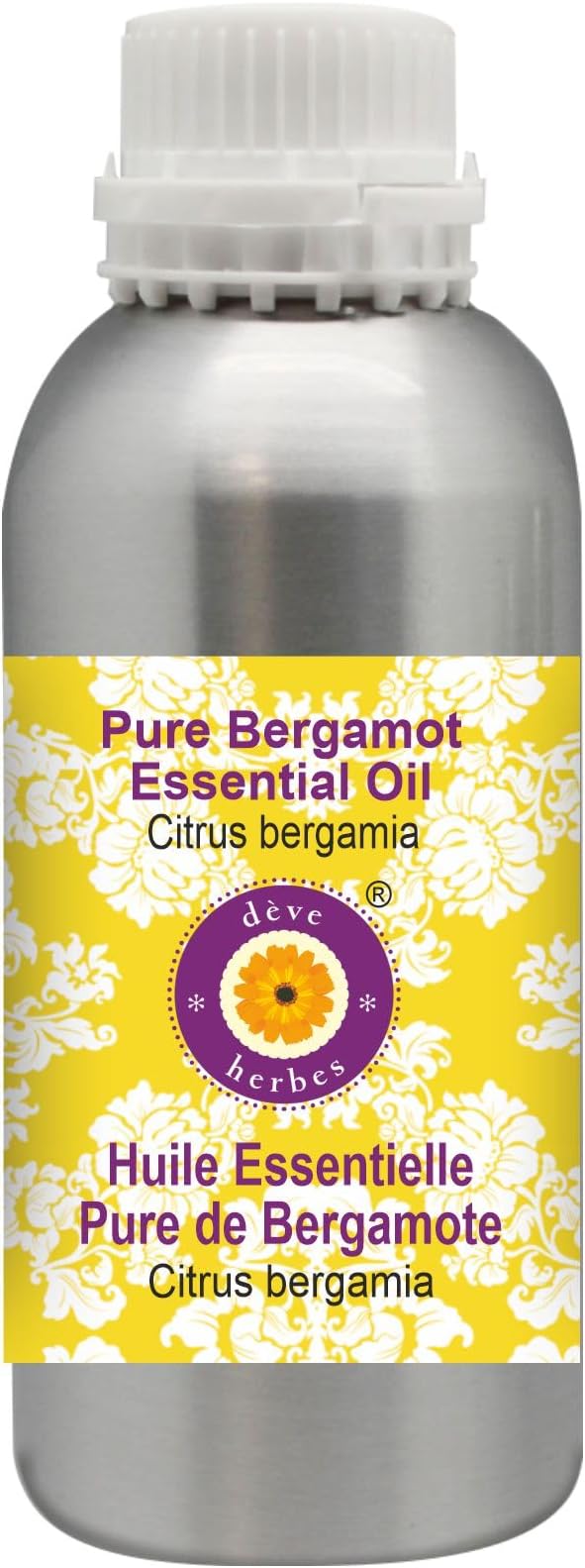 Deve Herbes Pure Bergamot Essential Oil (Citrus bergamia) Premium Therapeutic Grade Steam Distilled for Personal Care 300ml (10 oz)