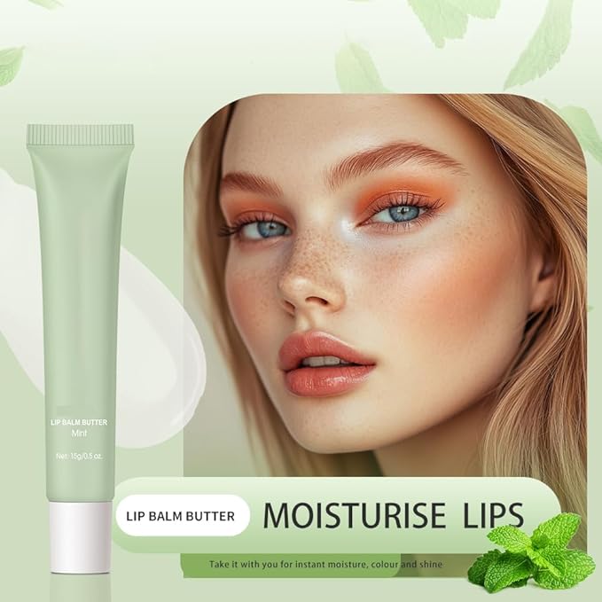 Mint Lip Butter, Sheer Tinted, Deep Nourishing Plant-Based Vegan Chapstick, Instant Moisture, Shine and HydrationSoothing Lip Care, Lip Balm for Dry, Cracked and Chapped Lips, #2 Mint