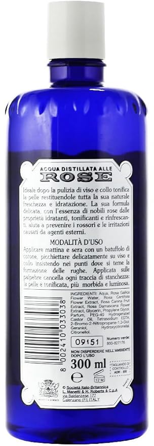 Manetti & Roberts: Refreshing Tonic Italian Rosewater, NEW Concentrated Formula 300ml 10.14fl.oz [ Italian Import ]