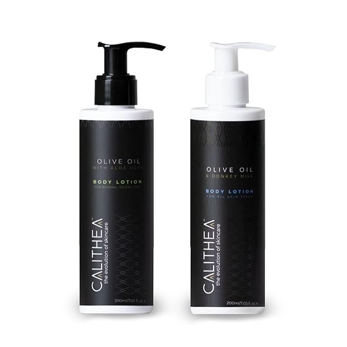 Calithea Body Lotion Dream Duo Set with Aloe Vera & Donkey Milk - Hydrating Moisturizer for Face & Body - Natural Olive Oil Lotion for Dry & Sensitive Skin - 2 Pack