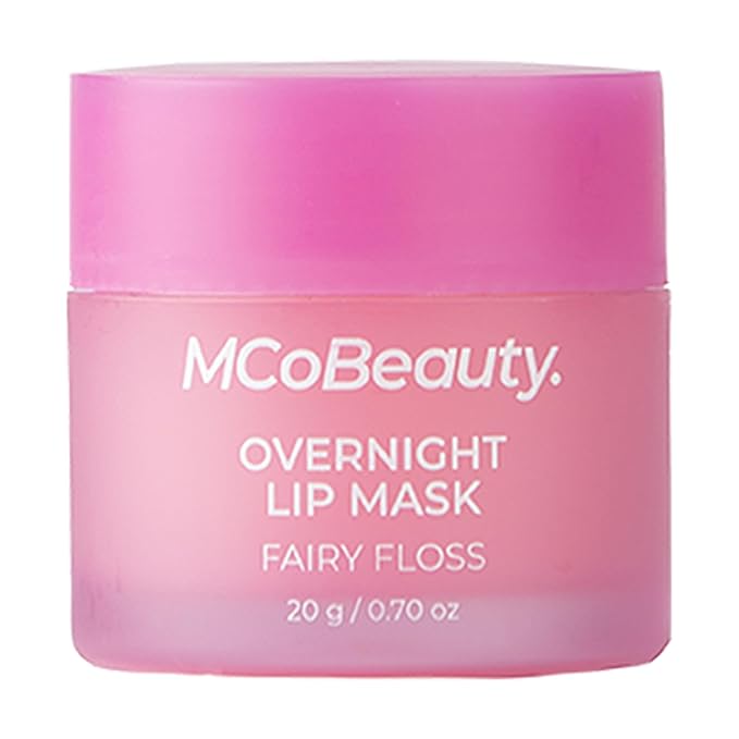 MCoBeauty Double Duty Lip Mask Fairy Floss - Hydrating Lip Balm with Coconut Oil Vitamin E Hyaluronic Acid - Overnight Lip Mask Treatment for Dry Lips - Tinted Lip Care, Vegan Cruelty Free - 15g