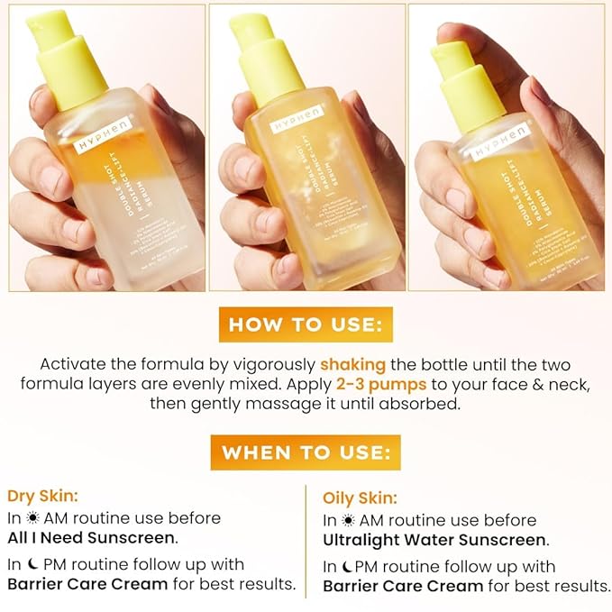 Hyphen 18% Brightening + 20% Collagen Face Serum | Double Serum with 11% Mandarin 5% Niacinamide 2% PGA & Bakuchiol | Winter Skincare | Brightening, Hydrating & Collagen Boost for Dry Skin - 50ml
