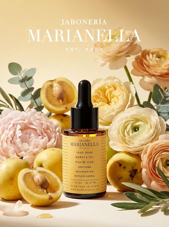 Jaboneria Marianella 100% Pure Marula Face Oil — Omega-6 & Omega-9 Fatty Acids — Fast-Absorbing Anti-Aging Facial Oil — All Skin Types