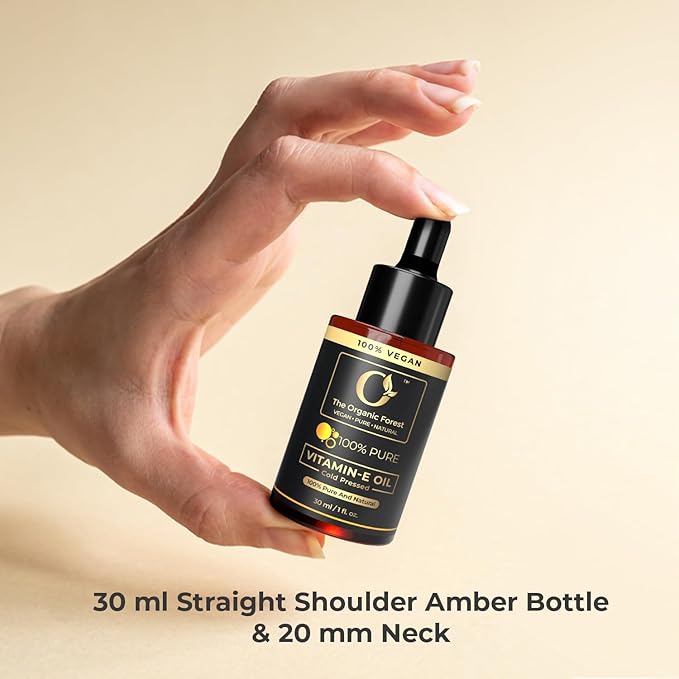 Vitamin E Oil - Cold Pressed for Skin, Face & Hair| 100% Pure Body Oil After Shower | Acne, Spots & Marks | Nails Moisturizer & Cuticle Care | Soap Making Supplies