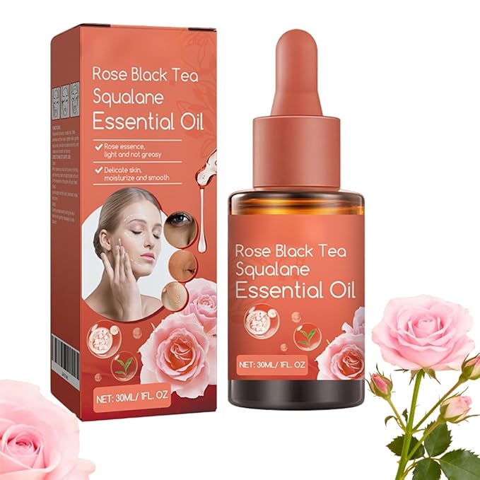 Rose Black Tea Squalane Essential Oil, Moisturizing Hydrating Serum, Rejuvenating Repairing Soften Nourishing Oil, Lightweight & Not Easy Greasy(1Floz/Pcs) (1Pcs)