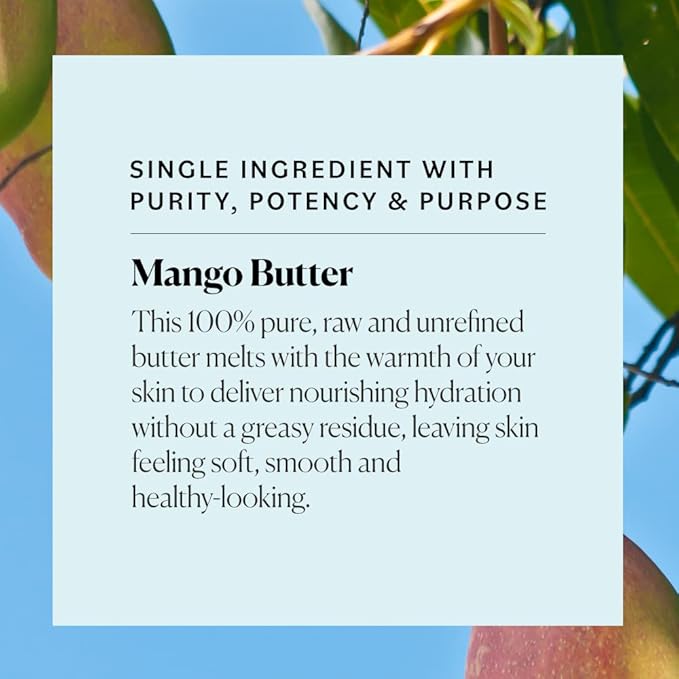 Sky Organics Mango Butter for Body & Face, 100% Raw and Unrefined Nourishing Butter for Light, Daily Hydration and Promotes Soft, Smooth, Heathy-Looking Skin, Suitable for Normal to Dry Skin, 16 Oz