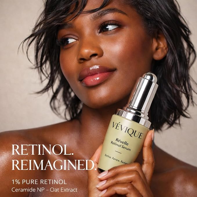 Révelle Retinol Serum with 1% Retinol, Peptides, Ceramides & Oat Extract, Anti-Aging Face Serum for Fine Lines, Dark Spots & Wrinkles, 1 Fl Oz