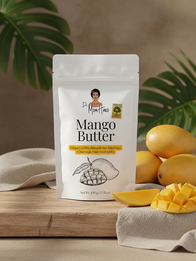 Organic Raw Mango Butter | 100% Pure,Natural & Unrefined Multi-Purpose Body & Face Butter for Dry Skin, Hair & Lips, 3.53 oz.