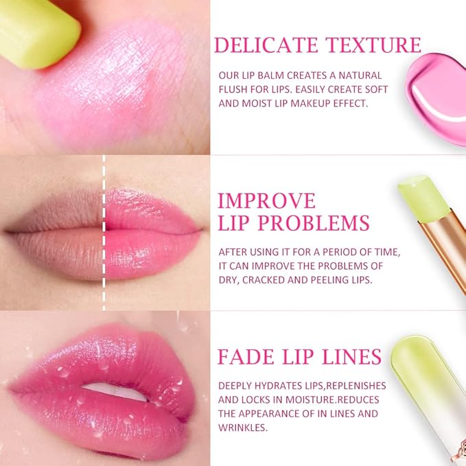 BINGBRUSH 2 Pcs Avocado Color Changing Lipstick Queen,PH Mood Long Lasting Labiales Lip Gloss Lip Balm Tinted Magic Lip Stain Makeup Lipstick Set for Women