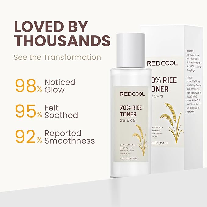 Rice Toner & Serum for Face, 70% Rice Water Skin Care Toner, Lightweight Face Toner for Women, Hydrating Facial Toner for Daily Layering, 120ml / 4.0 fl oz