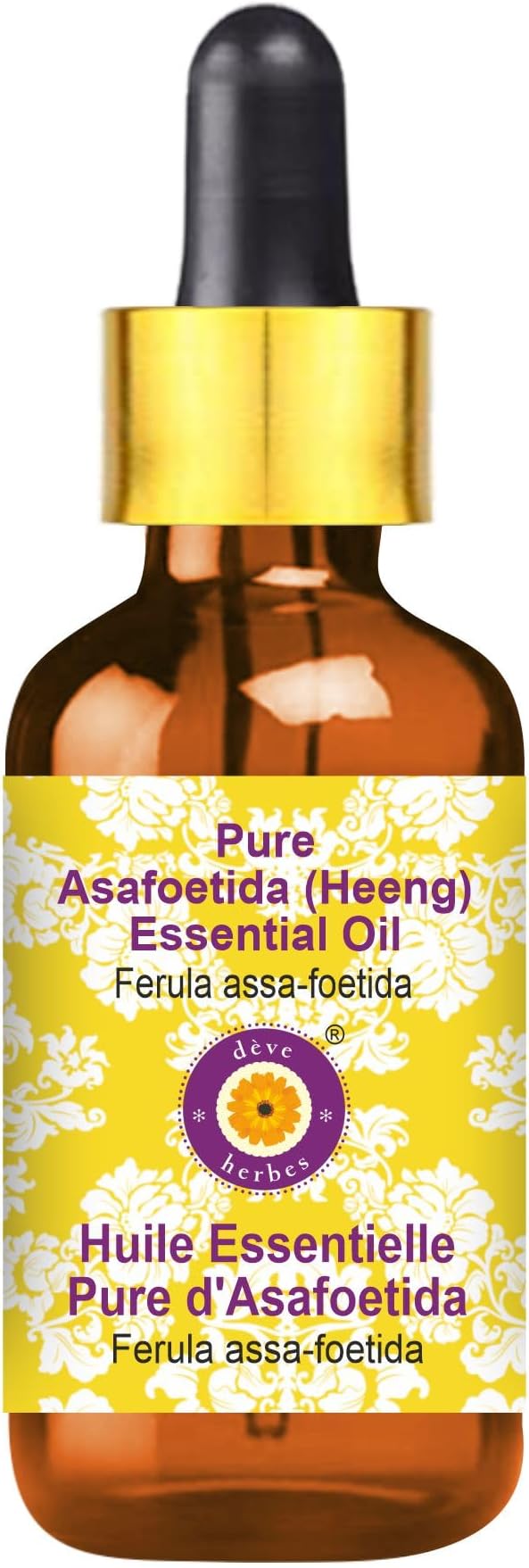 Deve Herbes Pure Asafoetida (Heeng) Essential Oil (Ferula assa-foetida) with Glass Dropper Natural Therapeutic Grade Steam Distilled 10ml (0.33 oz)