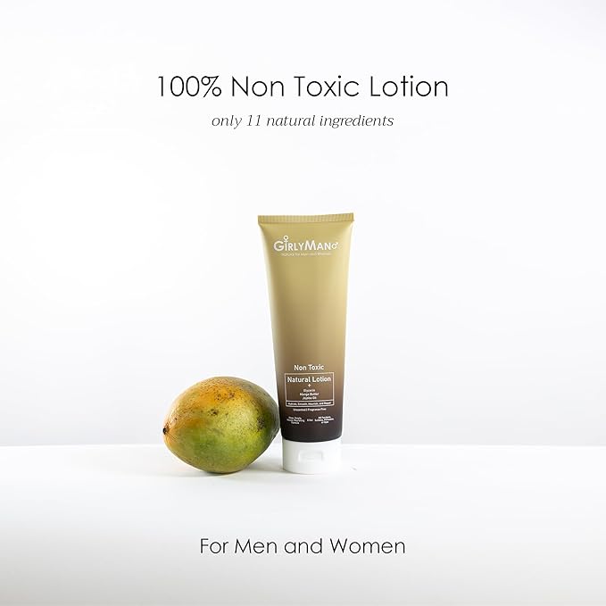 Natural Non Toxic Lotion - Made With Mango Butter, Olive Oil, & Glycerin, Unscented, Fragrance Free, Nourishing Ingredients, For All Skin Types, Family Owned