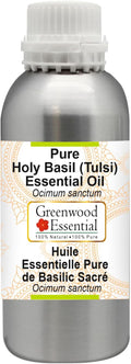 Greenwood Essential Pure Holy Basil Essential Oil (Ocimum Sanctum) Steam Distilled 630ml (21 oz)