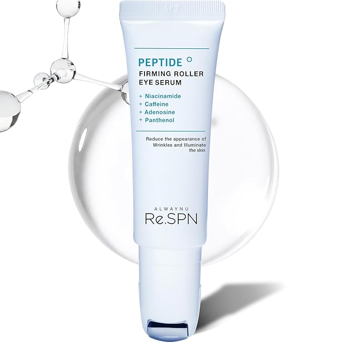 Re.SPN Peptide Firming Roller Eye Serum – For the Appearance of Tired Eyes - Hydrating Eye Care, Cooling Gua Sha Metal Applicator with Niacinamide, Vegan K-Beauty (0.67 fl oz)