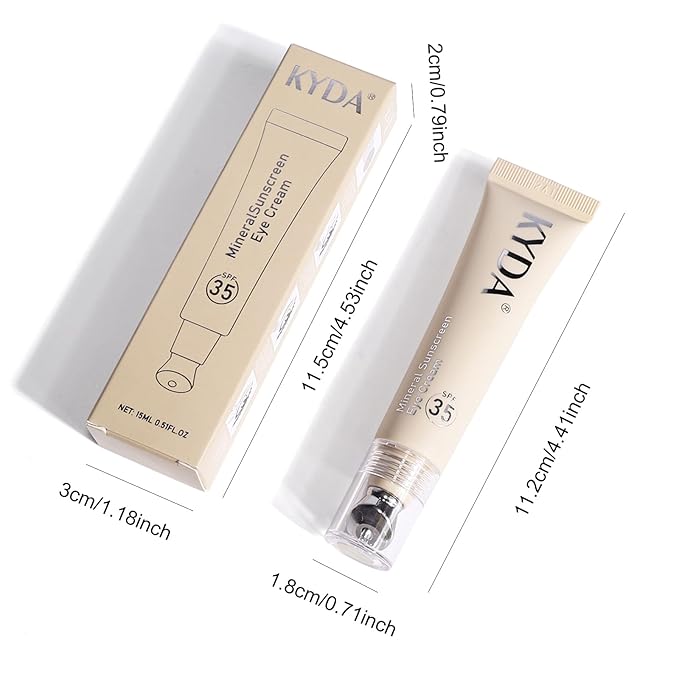 KYDA Mineral Eye Cream, Tined Eye Cream Color Corrector, 3-in-1 Anti-Aging Eye Cream for Dark Circle and Fine Lines, SPF 35, Tan