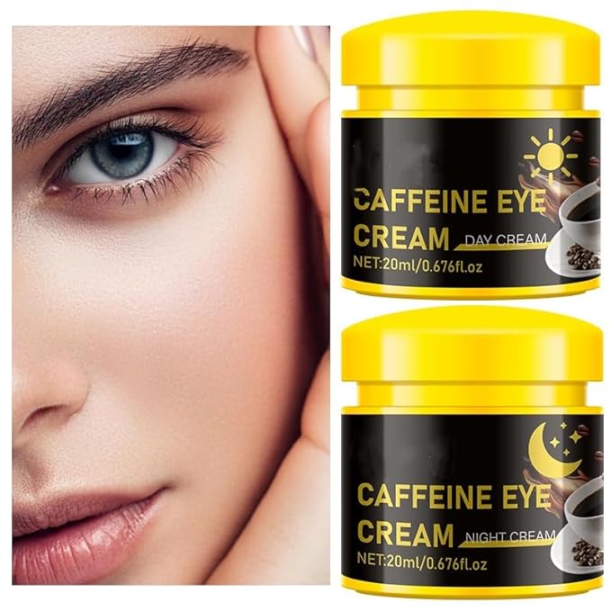 Caffeine Eye Cream for Dark Circles, Travel Essentials - Day & Night Under Eye Cream, Puffiness Under Eye Treatment for Dark Circles, Puffiness, Wrinkles - Vegan Moisturizer Cream