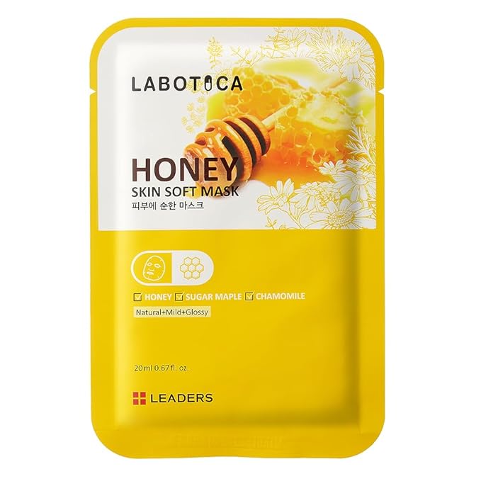 LABOTICA Honey Skin Soft Mask - Deep Hydration Elasticity Boost & Collagen Synthesis for Youthful Skin - Ideal for Dry Skin, Fine Lines, and Acne Care Korean Skincare (10 Sheets)
