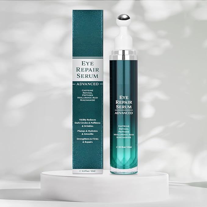 Under Eye Cream for Dark Circles and Puffiness, Eye Serum with Caffeine, Retinol, Peptides & Hyaluronic Acid.