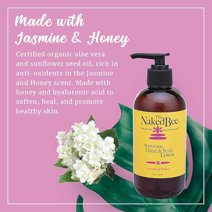 The Naked Bee Nourishing Body Lotion for All Skin Types (8 oz) Moisture Replenishing Lotion for Dry Skin with Jasmine & Honey
