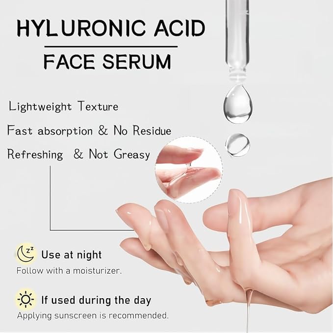 2% Hyaluronic Acid + Vitamin B5 Face Serum, Fragrance-Free Hydrating Plumping Serum for Sensitive Skin, Anti-Aging Daily Care for Women & Men, Smooth Fine Lines 30ml