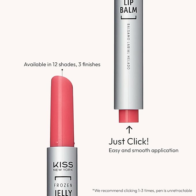 KISS NEW YORK Frozen Jelly Lip Balm Pen, High Shine Lip Gloss for Sheer Tint, Hydrating Melting Lipstick With Hyaluronic Acid, Cooling Effect With Menthol, Non-Sticky & Long Lasting (Soft Pink)