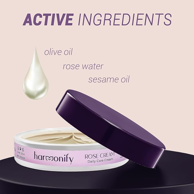 Rose Moisture Cream, Daily Care Non-Greasy Cream, Helps Soothe and Calm your Skin, 1.52 OZ, Made in UK