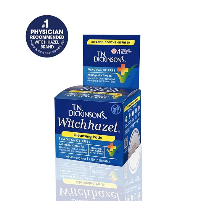 T.N. Dickinson's Witch Hazel Cleansing Pads, 60 Count (Pack of 2)
