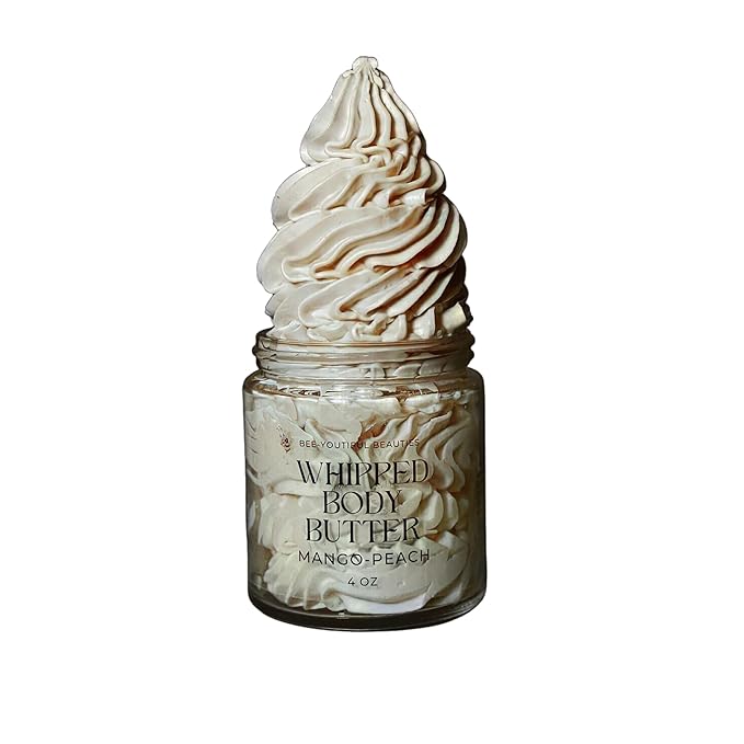 Whipped Shea + Beeswax Body Butter | Hydrating Moisturizer with Shea Butter, Mango Butter Cocoa Butter, & Beeswax for Nourishing Body Care - 8oz - Mango Peach