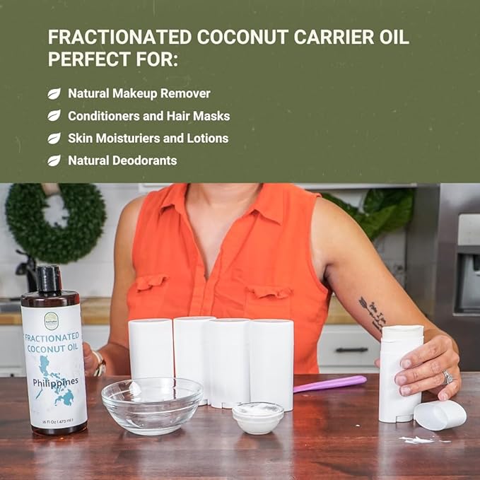 Fractionated Coconut Oil - Sourced Directly from our Farm Partner in the Philippines - Carrier Oil for Diluting Essential Oils, Body, Hair, and Skin Moisturizer - (16oz)