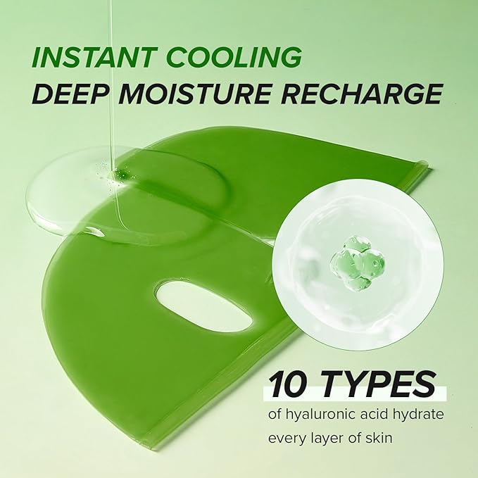Mary&May Vegan Collagen Fresh Aloe Mask - Face Sheet Hydrogel Mask - Low Molecular Collagen, Houttuynia Cordata, Centella - Cooling, Soothing, Firming Korean Skincare for Sensitive Skin, 4 Sheets