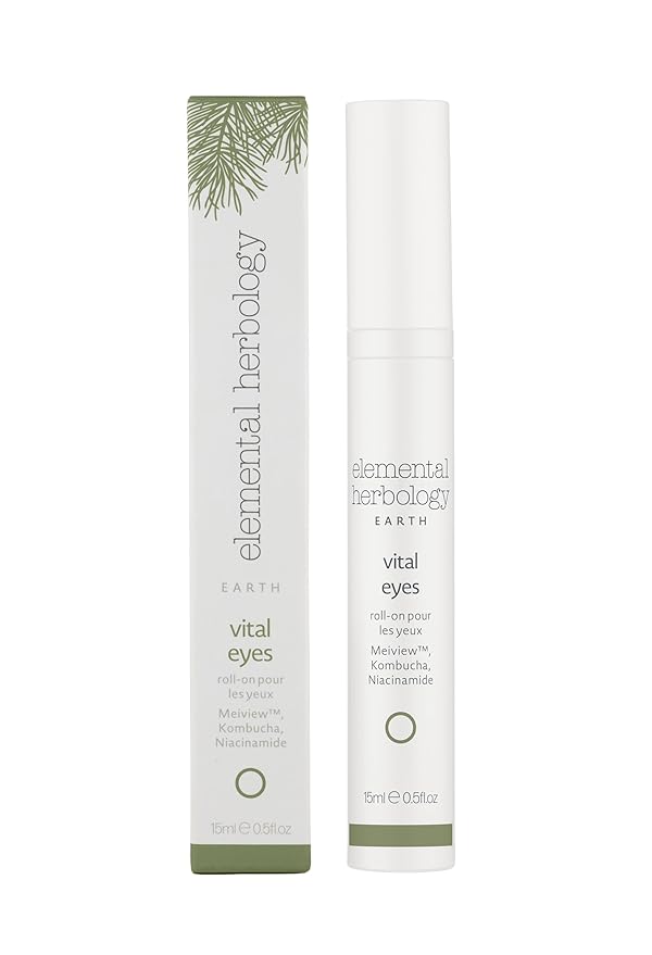 Elemental Herbology Vital Eyes 0.50 fl oz – Brightening & De-Puffing Eye Roller Serum with Kombucha & Niacinamide – Firms, Hydrates & Reduces Dark Circles