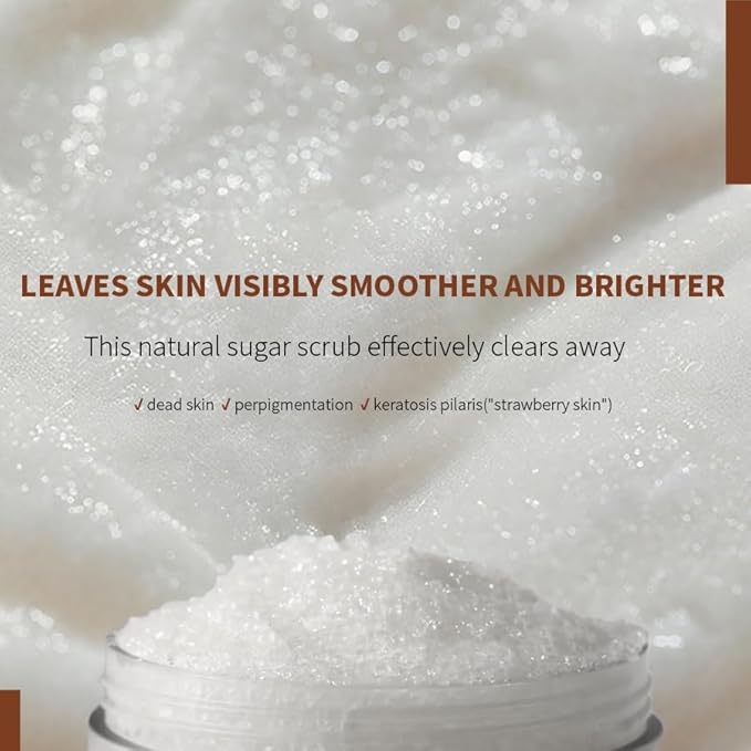Coconut Sugar Scrub for Body Face & Feet - Suitable for Sensitive Skin, Vegan Natural Non-Greasy with Coconut Oil & Aloe Vera, Gentle Moisturizing Exfoliator（9.88 Oz）