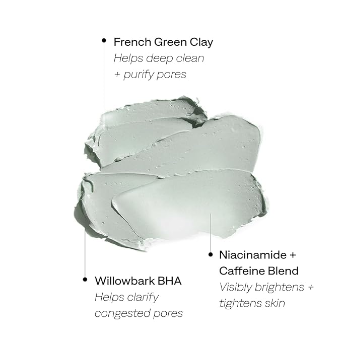 Provence Beauty Pore Amour Clarifying Clay Mask – French Green Clay Mask with Caffeine, Niacinamide & Willowbark BHA – Deep Pore Cleansing Mask, Absorbs Oil & Refines Skin – 3 fl oz