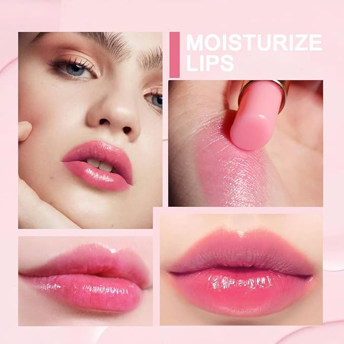 evpct 3Pcs Aloe Vera Avocado Peach Tinted Lip Balms Tint Stain Lipstick for Women PH Color Changing Lipstick Balm Stain Gift Set Queen Girls Korean Mood Long Lasting Color Change Light Pink Lipsticks