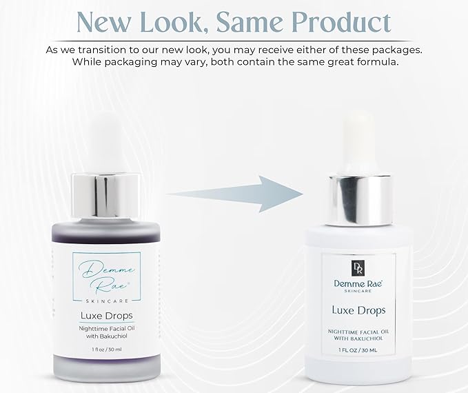 Luxe Drops Nighttime Facial Oil Moisturizer, Anti Aging Skin Care for Mature Skin with Bakuchiol Retinol Alternative, Lightweight, Silky Face Oil for Women Anti Aging
