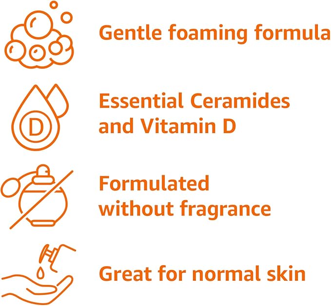 Amazon Basics Exfoliating Face Wash Cleanser, Renewing Salicylic Acid with Ceramides & Vitamin D, Foaming Formula, Smooths Skin, 8 fl oz (Pack of 3)