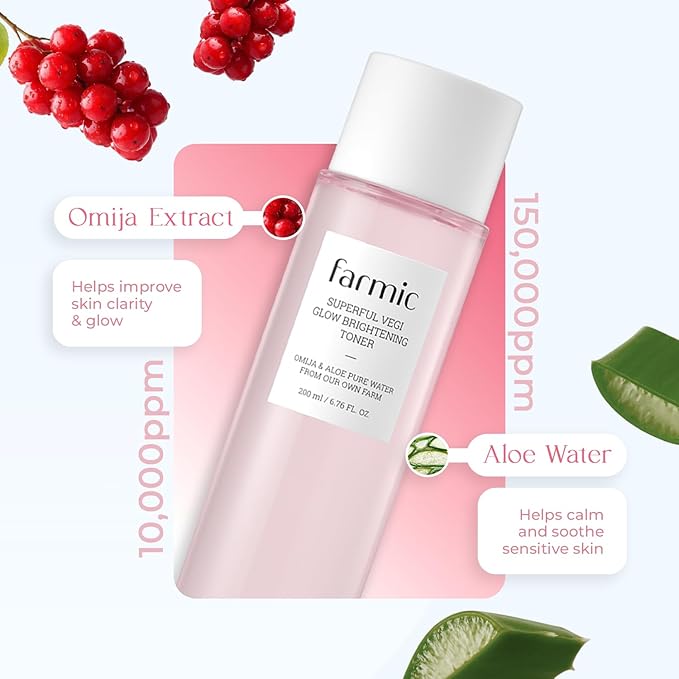 Superful Vegi Glow Toner 6.76 fl.oz (200ml) Aloe & Omija Soothing Moisturizer Facial Vegan Toner Hydrating Radiant Face Cruelty-Free Korean Daily Skincare Prep All Skin Types