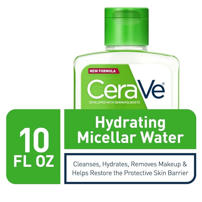 CeraVe Micellar Water,Hydrating Facial Cleanser & Eye Makeup Remover with Niacinamide,Ceramides & Glycerin,Fragrance-Free-& Non-Irritating,10 Fluid Ounces,(Pack of 2)