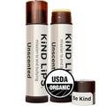 Kind Lips Unscented Lip Balm (2 Pack) – Fragrance Free, Organic & Hypoallergenic Lip Balm for Sensitive, Dry Lips – Everyday Hydration at Home & On the Go