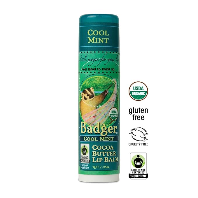 Badger Lip Balm Cool Mint, 0.25 Ounce