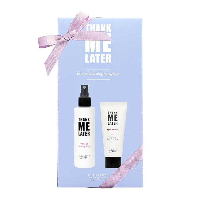 Elizabeth Mott Thank Me Later Primer & Setting Spray Bundle – Oil-Control Face Primer for Smooth, Matte Finish & Hydrating Setting Spray with Niacinamide for Dewy, Long-Lasting Makeup – 30g + 95ml