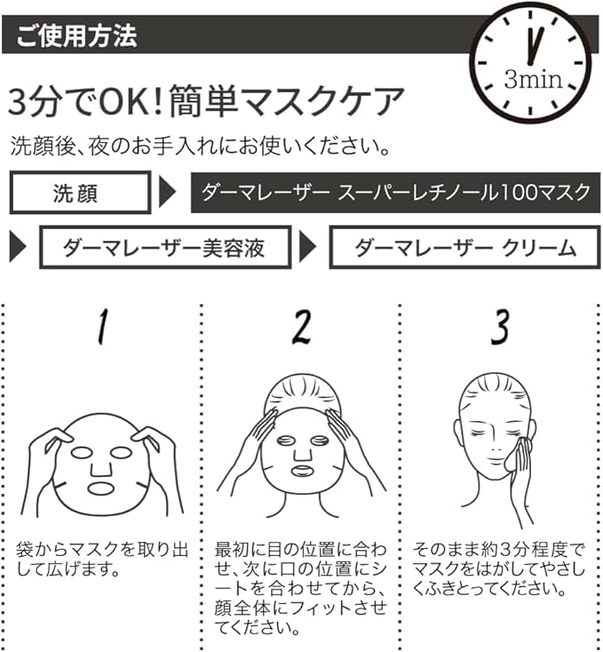QUALITY 1st Anti Aging Retinol Face Mask Sheet 7 Count, Hydrating Face Mask for Women, Natural Sheet Mask & Organic Facial Mask from Japanese Face Masks Skincare, Derma Laser Super Retinol 100