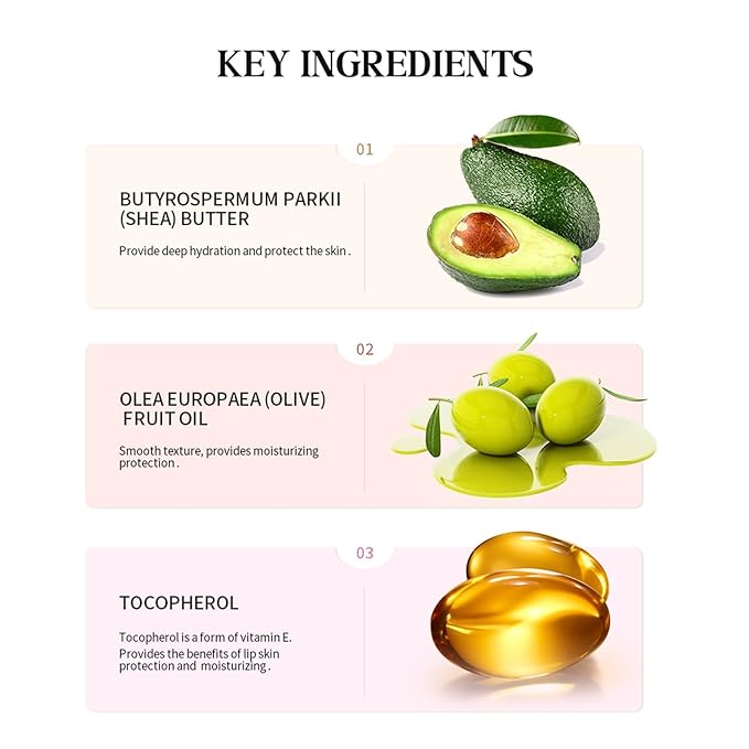 BAISEN DIARY Lip Butter Balm - Ultra-Hydrating, Nourishing Lip Care with Natural Ingredients, Shea Butter & Olive Oil, Soothes & Softens Dry Lips (#5 Pink Guava, 1)