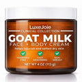 LuxeJoie Goat Milk Face Cream – Fragrance Free Moisturizer for Dry & Sensitive Skin – Fast Absorbing Non Greasy Hydration – Gentle Goat Milk Face & Body Lotion with Shea Butter – 4 oz