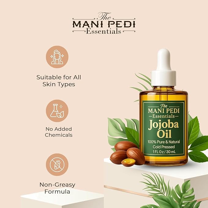 TMPE 100% Pure Jojoba Oil, Cold Pressed, Non-Comedogenic Moisturizing Oil for Hair, Face, Skin & Nails - 1 fl oz