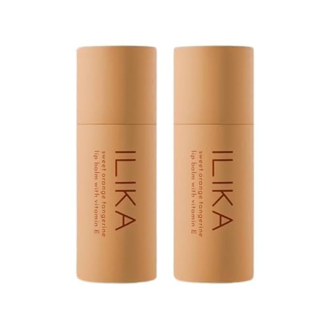 ILIKA 100% Natural Lip Balm - 2X Volume, Organic, Plastic-free, Vegan, Cruelty-Free, COSMOS Certified Organic, PETA Certified, Plant-Based, Biodegradable Tube, 2 Pack, Orange Tangerine - 0.3 Oz each