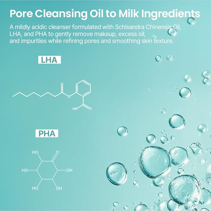 AVEA Pore Cleansing Oil to Milk - Traditional Korean Schisandra Seed Oil | Madecassoside & Asiaticoside | Gentle Hydrating Cleanser for Refining & Smoothing - 3.38 fl oz / 100ml
