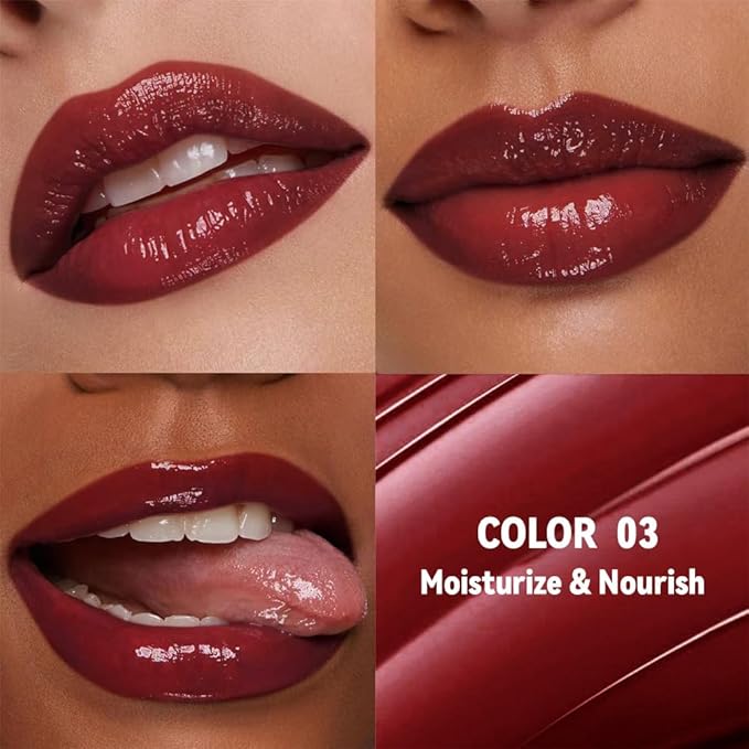 1Pc Brownish Red Butter Lipstick Tinted Lip Balm, Shine Moisturizing Plumper Lipstick for Women,Natural Nourishing Hydrating Lip Gloss Stain for Dry Lips,Lightweight Lip Liner Care Vegan Makeup