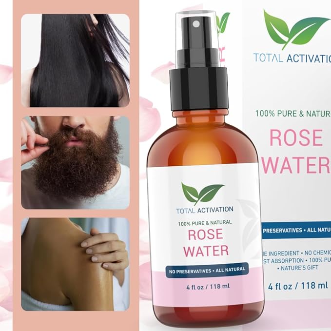 Organic Rose Water Spray for Face – 100% Pure Moroccan Rosewater Toner – Natural Hydrating Mist for Skin, Hair & Body – Gentle Makeup Remover for Dry, Oily, and Combination Skin – 4 oz