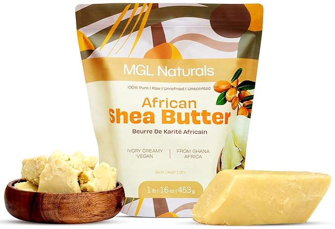 MGL Naturals Raw African Shea Butter Ivory 16oz, 100% Pure, and Unrefined. Nourish and moisturize hair and skin. Use alone or DIY recipes. From Ghana, West Africa. (16 Ounce (Pack of 1))